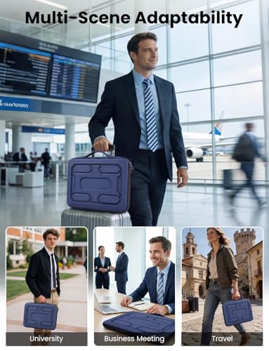 DOMISO Laptop Hard Case 17-17.3 inch Waterproof Shockproof Hard Shell Sleeve with Handle & Storage Pocket, Compatible with MacBook, HP, Dell, Dark Blue - color: Dark Blue, size: 17.3 inch