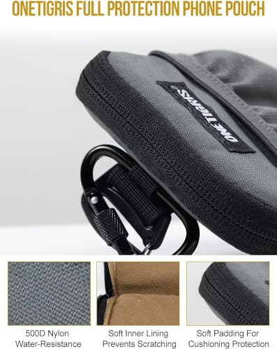 ONETIGRIS Cell Phone Pouch, Molle Holster Holder for Men Belt, for iPhone 17 Pro Max/Air/17/16/15/14 /13/12/11/X/XR/XS/8 Plus/7/6, for Galaxy S25 Ultra/s25/S24 /S23/S22/S21 - color: Grey