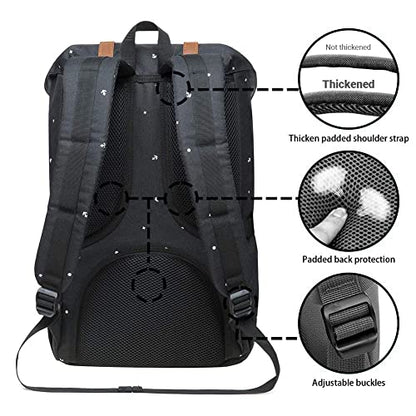 KAUKKO Laptop Outdoor Backpack Traveling Daypack Hiking Rucksack Large Capacity Bag Fits 15.6"(5-13-BLACK) - color: P13-black