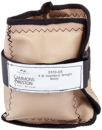 Sammons Preston Cuff Weight, 6 lb, Beige, Velcro Strap & D-Ring Closure, Grommet for Easy Hanging, Lead Free Steel Ankle & Wrist Weights, For Strength Building & Injury Rehab, Sold Individually - style: 6 lbs.