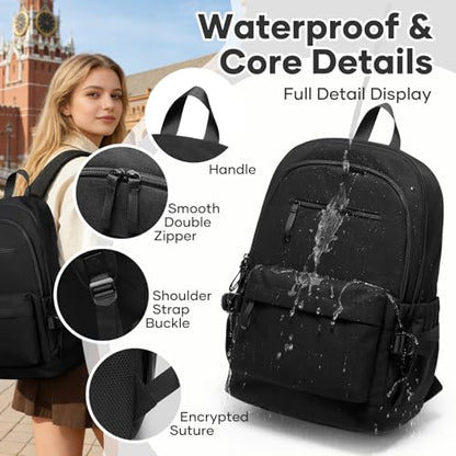 School Backpack for Girls Boys, 15.6 Inch Waterproof Travel Laptop Backpack for Women Men, Lightweight Durable College High School Book bag, Black