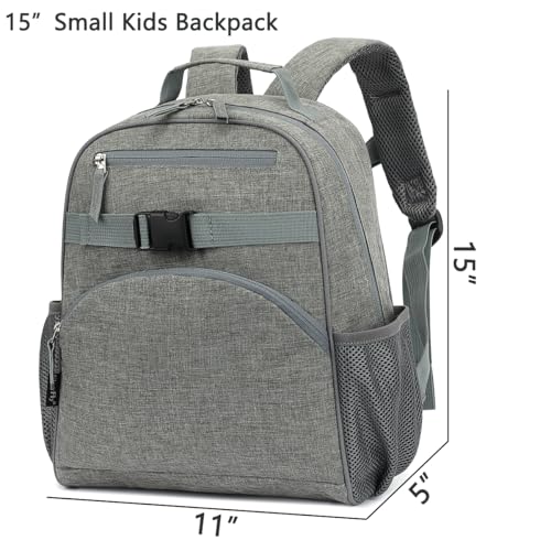FlowFly Kids Backpack for Toddler Boys Girls, Simple Lightweight Bookbag for Daycare Kindergarten Elementary School Travel, Small Modern Bag (Medium 15''), Grey - color: Grey, style: Kids Medium: 12l