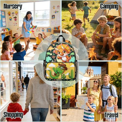 Toddler Backpack for Kids 4-6 – Cute Dinosaur Greeting Kids Backpack, Adorable Preschool Kindergarten Daycare Bag with Padded Straps & Chest Clip, Small Backpack for Kids Travel & Gift - color: Cute Dinosaur