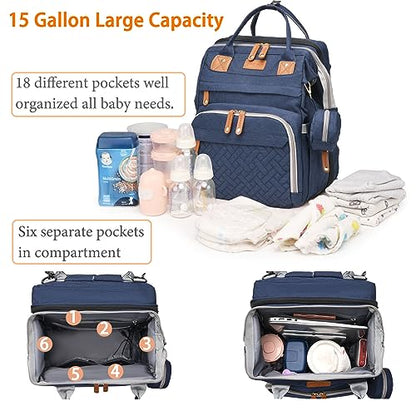 Astro alan Baby Diaper Bags with Changing Station, Waterproof Diaper Bag Backpack for Moms Dads with USB Charging Port, Baby Shower Gifts, Large Capacity diaper backpack, Blue - color: Blue
