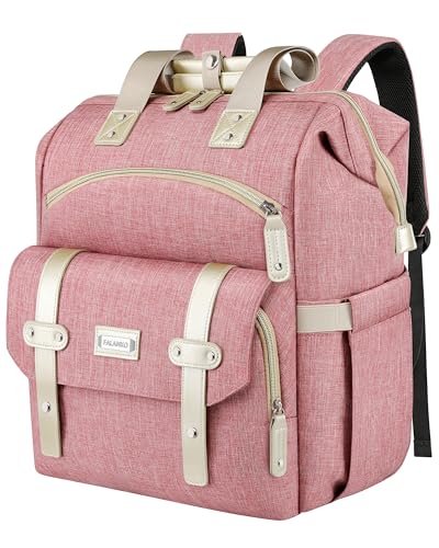 FALANKO Backpack for Women,Wide Open Work Large Student Bookbag for 15.6 Inch Laptop,Doctor Teacher Nurse College School Travel Bag,Water Resistant Laptop Bookbag Computer Back Pack Pink - color: Pink, size: 15.6 Inch