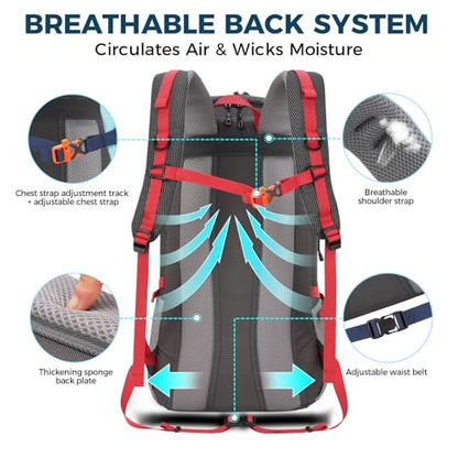 Bseash 45L Waterproof Hiking Camping Backpack with Rain Cover, Outdoor Sport Travel Bag Daypack for Climbing Skiing Cycling (Black) - color: Black