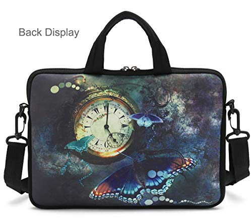 RICHEN 10 inch Messenger Bag Carrying Case Sleeve with Handle Accessory Pocket Fits 7 to 10-Inch Laptops/Notebook/Kids tablet (7-10.2 inch, Clock & Butterfly) - color: Clock & Butterfly, size: 7-10.2 inch