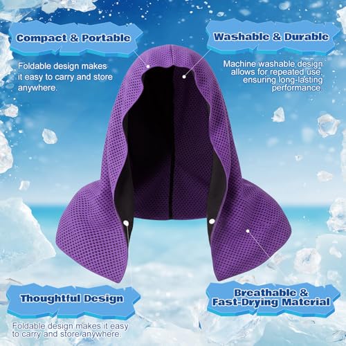 Honoson 20 Pcs12x25 Inch Cooling Hoodie Towel Bulk for Neck and Face 40x12 Inch Quick Dry Sweat Towels Instant Ice Cold Towel for Hot Weather Run Yoga Gym(Light Gray, Dark Blue, Light Blue, Purple) - color: Light Gray, Dark Blue, Light Blue, Purple