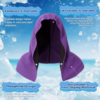 Honoson 20 Pcs12x25 Inch Cooling Hoodie Towel Bulk for Neck and Face 40x12 Inch Quick Dry Sweat Towels Instant Ice Cold Towel for Hot Weather Run Yoga Gym(Light Gray, Dark Blue, Light Blue, Purple) - color: Light Gray, Dark Blue, Light Blue, Purple