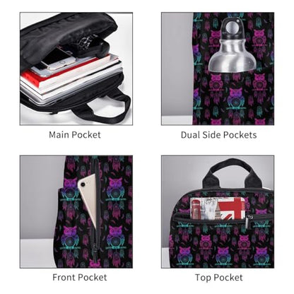 Stylish Daily Shoulder Backpack Owl Rainbow Dream Catcher, Practical Multi-scene Daypack for Road Trip Picnic Walking Men Women - color: Picture (1421)