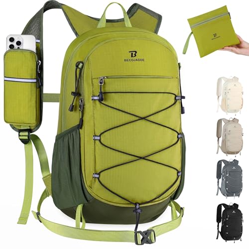 BECOJADDE Hiking Backpack 20L Small Backpack Packable Day pack Water Resistant Lightweight Travel Backpack for Women Men with Shoulder Strap Pockets for Hiking Camping Outdoor, Green - color: Green, size: 20L