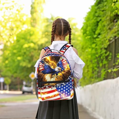American Flag Eagle Backpack For Kids School Backpack For Boys Bookbag For Kids Children Teens Elementary Middle School Ages 6-18 Back Pack - color: American Flag Eagle