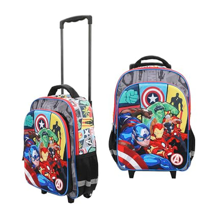 Bioworld Marvel Avengers 16" Rolling Travel Backpack - color: Avengers Character Roster Rolling