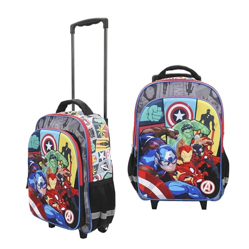 Bioworld Marvel Avengers 16" Rolling Travel Backpack - color: Avengers Character Roster Rolling