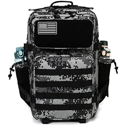 QT&QY 25L/45L Military Tactical Backpack For Men Molle Daypack 3 Day Bug Out Bag Hiking Rucksack With Bottle Holder - color: 45l 1.1 Black Digital Camo