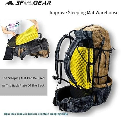 3F UL GEAR QiDian Pro UL 46+10L Backpack Outdoor Climbing Bag Camping Hiking Bags UHMWPE ultralight (beige) - color: Grey