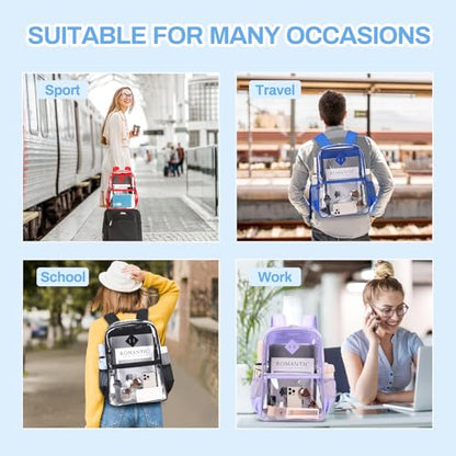MUSEVOS Clear Backpack Stadium Approved, Heavy Duty See Through Book Bag, Black Transparent - color: Black Transparent