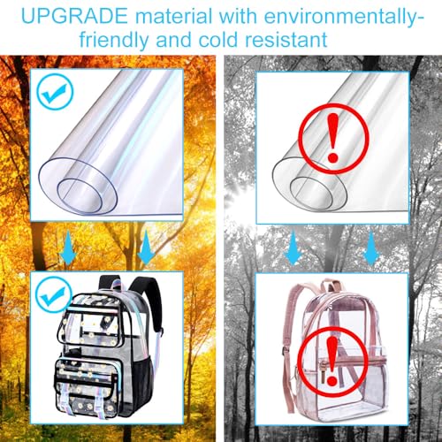 KLFVB See Through Backpack Heavy Duty, 3PCS Girls Clear School Bag Set, Cute Transparent Bookbag for Women - Chrysanthemum Black - color: Chrysanthemum Black Clear Backpack