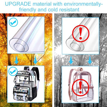 KLFVB See Through Backpack Heavy Duty, 3PCS Girls Clear School Bag Set, Cute Transparent Bookbag for Women - Chrysanthemum Black - color: Chrysanthemum Black Clear Backpack