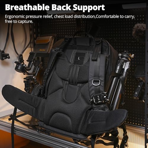 AMBITFUL 25+3L Professional Camera Backpack, Large Photography Bag for DSLR SLR Mirrorless Cameras, Ergonomic Suspended Support System with Laptop Compartment & Tripod Holder, Waterproof