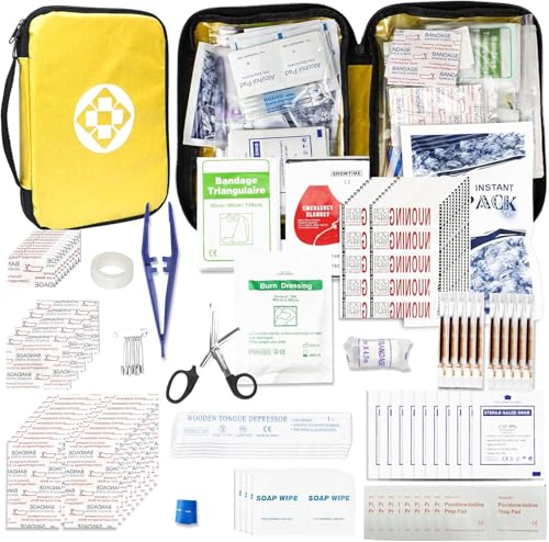 300Piece Small First Aid Kit Refill Supplies for Travel Mini Caming Emergency First Aid Kits Hiking Survival Essential Kit for Outdoor Adventure, Yellow 1st Aid - style: Yellow-300Pcs