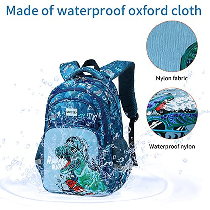 3Pcs Boys Dinosaur Backpack Set with Lunch Box Pencil Case, School Book Bag for Kids Elementary Preschool 1 - color: Indigo