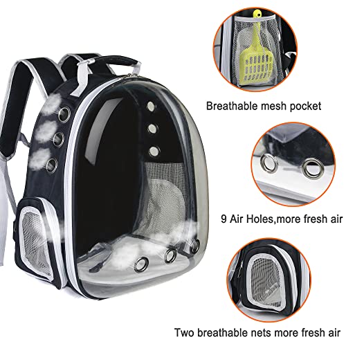 Cat Backpack, Airline Approved Bubble Carrying Bag for Small Medium Dogs Cats, Space Capsule Pet Carrier Dog Hiking Backpack Travel Carrier(Black) - color: Black
