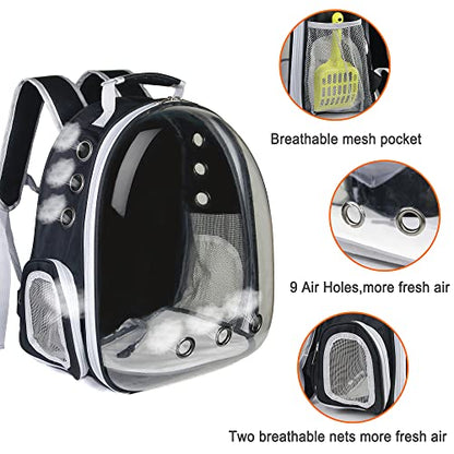 Cat Backpack, Airline Approved Bubble Carrying Bag for Small Medium Dogs Cats, Space Capsule Pet Carrier Dog Hiking Backpack Travel Carrier(Black) - color: Black