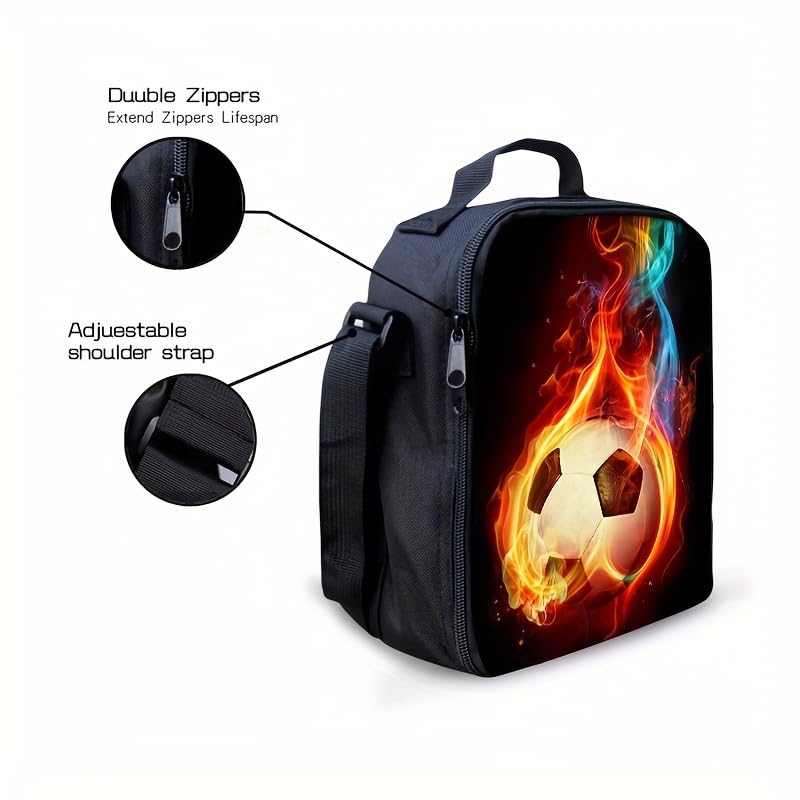 3PCS Soccer Backpack Set, 16" Lightweight Football Daypack, Soccer Ball Print Casual Laptop Backpack for Travel Camping Work (style-4) - color: Style-4