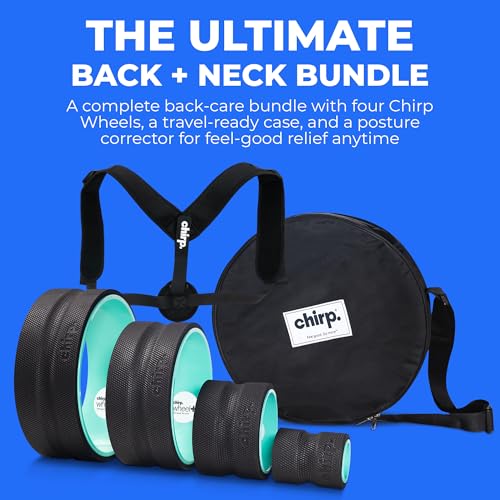 Chirp - Ultimate Back + Neck Bundle | 4-Pack Wheel Foam Roller Set for Back & Neck Pain Relief, Posture Corrector for Alignment & Support, 500lb Capacity, Includes Carrying Case, Mint