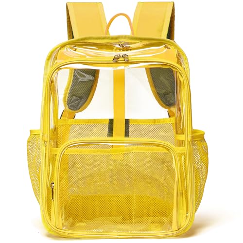 Clear Backpack,Clear Backpacks for School Heavy Duty See Through Bookbag Waterproof Backpack for Men Women,Yellow - color: Yellow, size: Large-15.5in