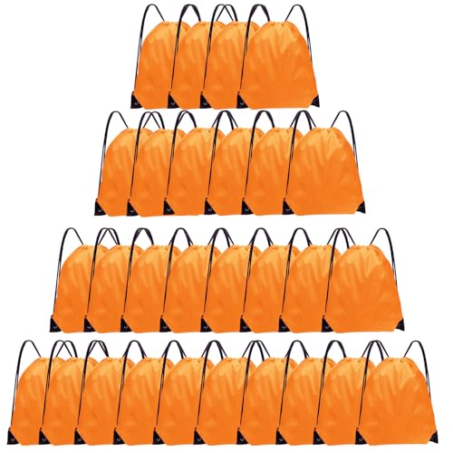 Grneric Drawstring Backpack Bulk 28 PCS Drawstring Bags String Backpack Cinch Bag Sackpack for Men Women Gym (Orange) - color: Orange