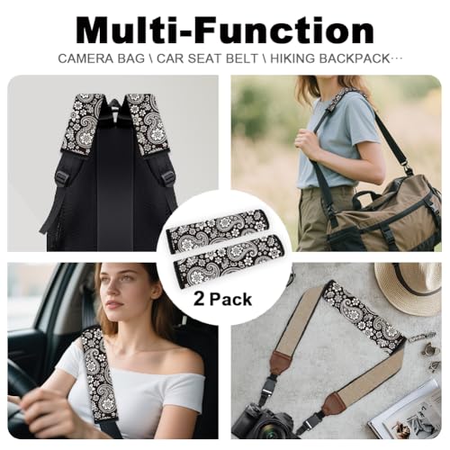 2Pcs Soft Auto Seat Belt Cover Pads, Paisley Boho Car Seatbelt Shoulder Cushion for Comfortable Driving, Compatible with All Cars' Seatbelt and Backpack Straps 11x2.4inch - color: Paisley