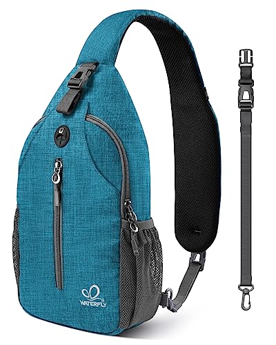 WATERFLY Small Hiking Sling Bag: Crossbody Sling Backpack Chest Bag Daypack for Men Women with Skin-Friendly Shoulder Strap - color: Peacock Blue(other Style)