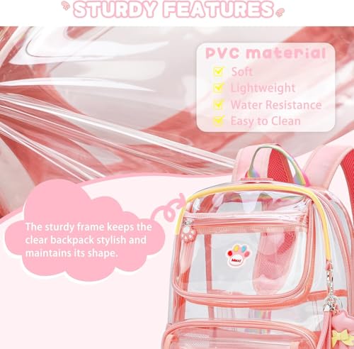 Clear Backpack Stadium Approved Heavy Duty Large Transparent Bag with Anti-Theft Pocket for School, Work, and Events
