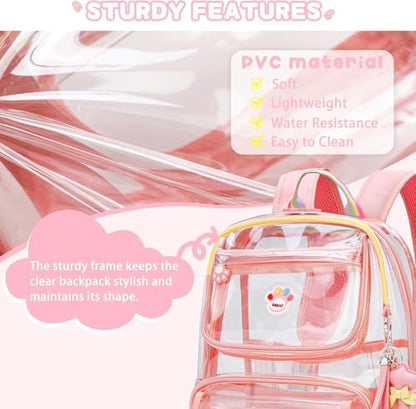 Clear Backpack Stadium Approved Heavy Duty Large Transparent Bag with Anti-Theft Pocket for School, Work, and Events