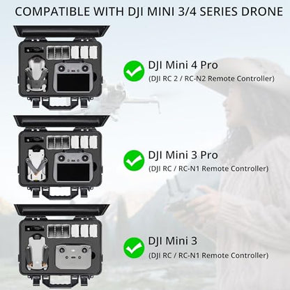 Professional Mini 4 Pro Hard Case, Waterproof Travel Carrying Case Bag for DJI Mini 4/3 Pro, with RC-N2/RC 2 Remote & Accessories - color: Mini 3/4 Pro Hard Case