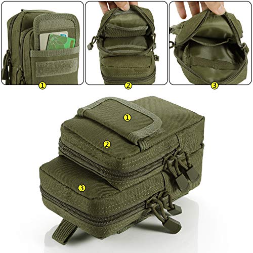 FRTKK 2 Pack Molle Pouches - Tactical Compact Water-Resistant EDC Pouch Bag Small Utility Pouch - color: 2 Pack-Army green 2