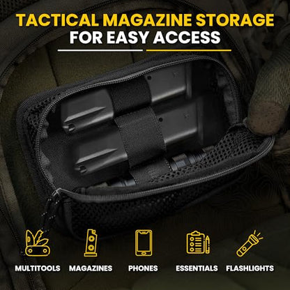 M-Tac Mesh Organizer Pouch with Hook & Loop Backing, EDC Tactical Admin Pouch, Backpack Organizer Insert, Small Gear Utility Bag - color: Black