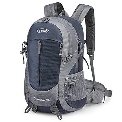 G4Free 35L Hiking Backpack Water Resistant Outdoor Sports Travel Daypack Lightweight with Rain Cover for Women Men (Navy Blue) - color: Grey / Blue