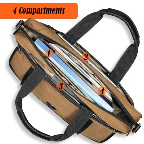 WELKINLAND 17-Inch Laptop Briefcases for Men, 4-Compartments Business Briefcase for Men, 13Pockets Laptop Messenger & Shoulder Bags, Expandable Briefcases For Man, Compact Mens Messenger Bags For Work
