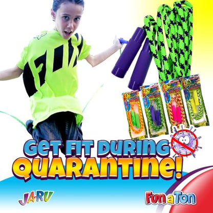 JA-RU 7ft Adjustable Jump Rope (Jump Rope) Nylon Braided Jump Ropes for Kids. Indoor & Outdoor Activities for Teens. Bulk Party Favor & Gymnastics Goodie Bag Stuffers. 1995 - style: 24 Pack