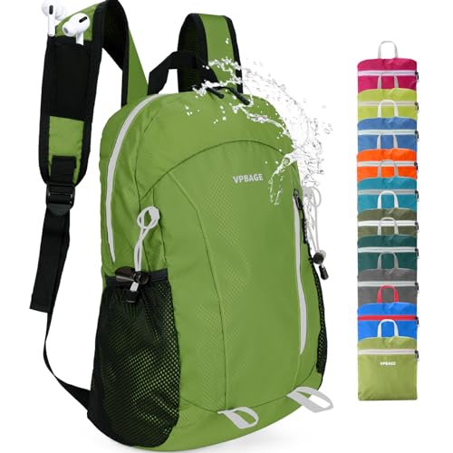 VPBAGE 15L Water-resistant Hiking Daypack, Small Backpack Travel Outdoor, Lightweight Day Pack with Tool Loops - color: Dark Yellow