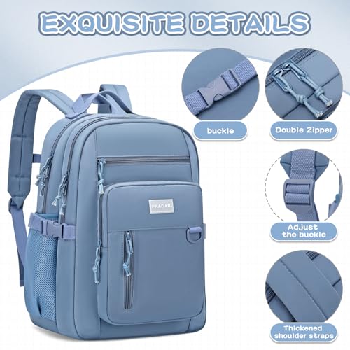 PRAGARI Girls Backpack for School Cute Aesthetic Kids Teens Student Bookbag - color: Blue