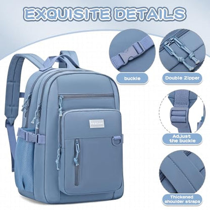 PRAGARI Girls Backpack for School Cute Aesthetic Kids Teens Student Bookbag - color: Blue