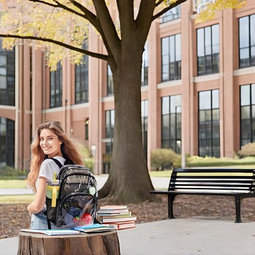 Clear Backpack, Clear Bag Stadium Large See Through Bookbag Heavy Duty PVC Transparent Backpacks for School - color: Navy Blue-1pack