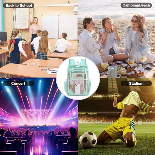 Fuyicat Clear Backpack Heavy Duty PVC Transparent Girls Kids School Backpacks Stadium Approved See Through College Bookbag for Women (Green), Large - color: Green