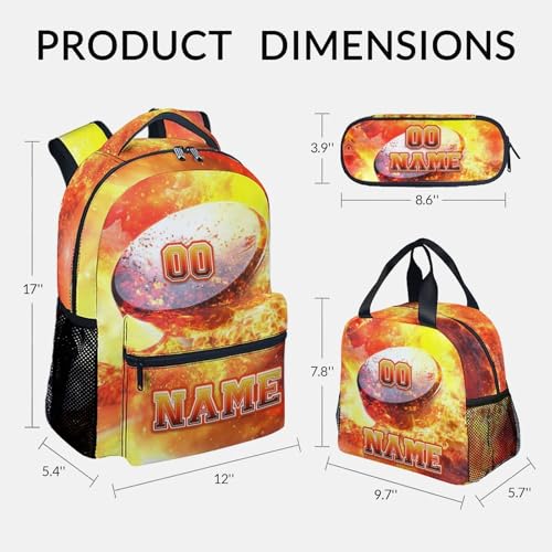 School Backpack Set, Hockey Backpacks for Boys, Personalized Bookbag with Name, 17 Inch Custom Sport Schoolbags with Lunch Box and Pencil Case - color: Color-5