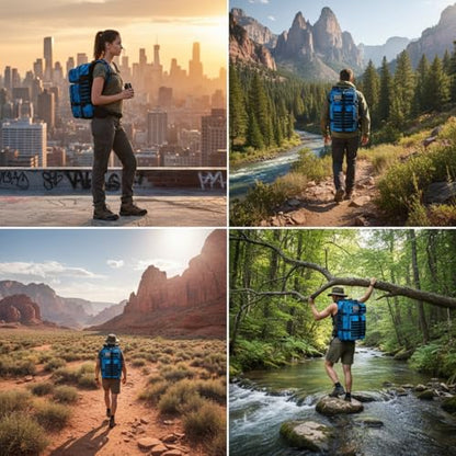 45L Military Tactical Backpack for Men & Women Bug Out Bag Assault pack Molle Daypack Hiking Trekking Rucksack (Blue tie dye) - color: Blue Tie Dye