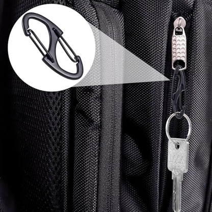 HINZIC 12Pcs Zipper Clip Anti Theft Deterrent, Black Dual Opening Safety Zipper Pull Replacement, Keep The Zip Closed for Backpacks Traveling Camping Suitcases - color: 12pcs-Black